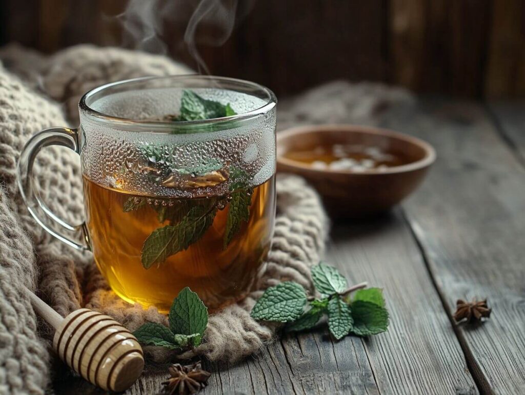 Peppermint herbal tea for nasal congestion relief
